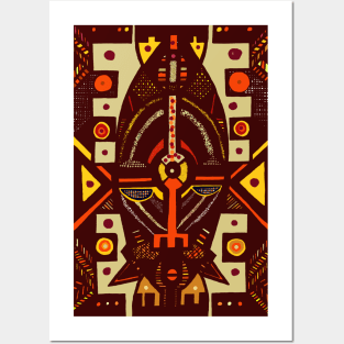 African Mask traditional tribal symbolic pattern design Posters and Art